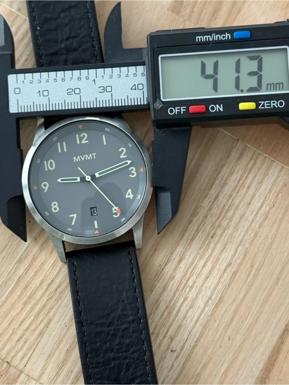 MVMT by Movado Field Watch Gray Dial Leather Strap Date New Crystal and Battery